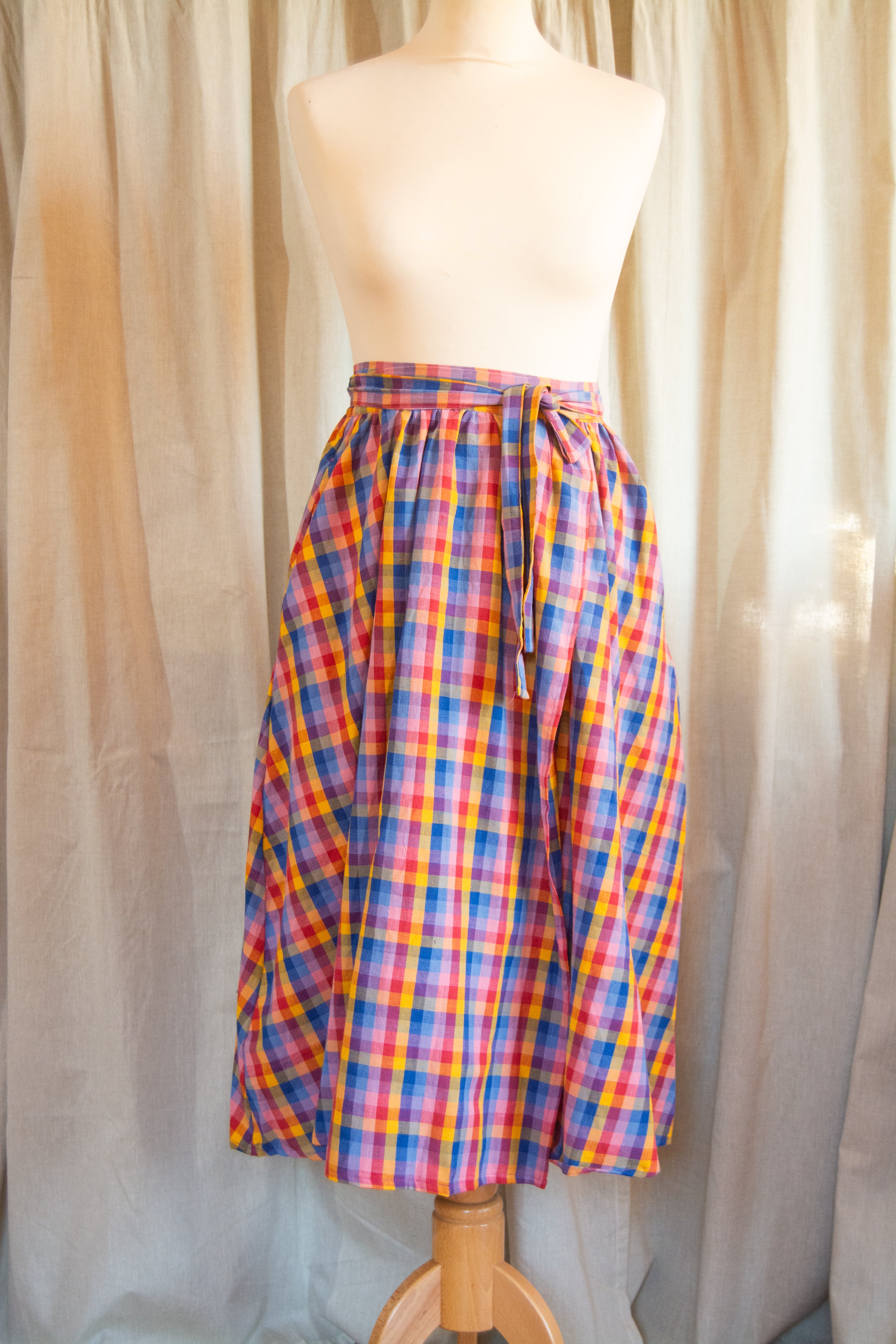 The Wrap Skirt - Rainbow check cotton - XS - House of Flint