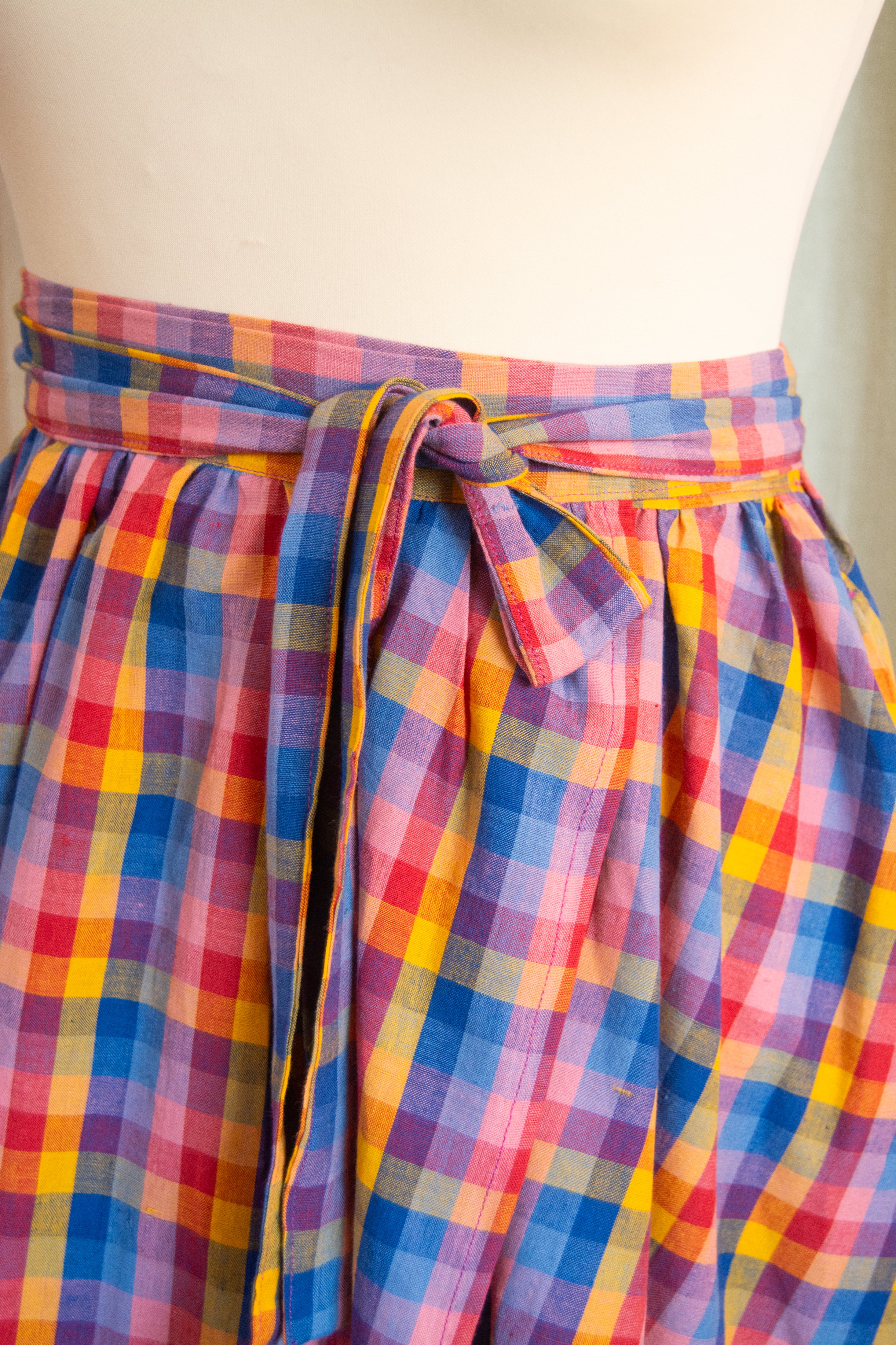 The Wrap Skirt - Rainbow check cotton - XS - House of Flint