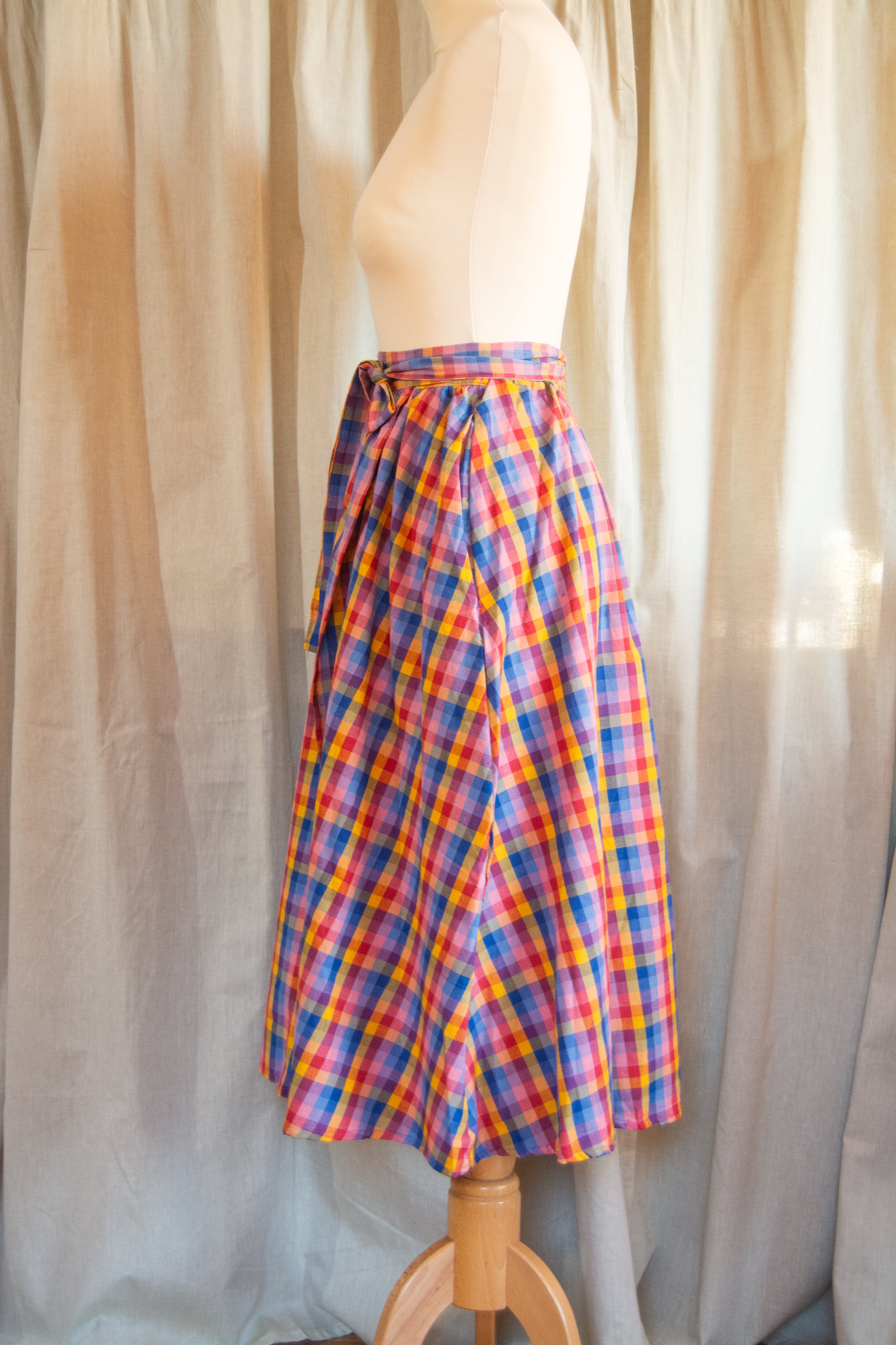 The Wrap Skirt - Rainbow check cotton - XS - House of Flint