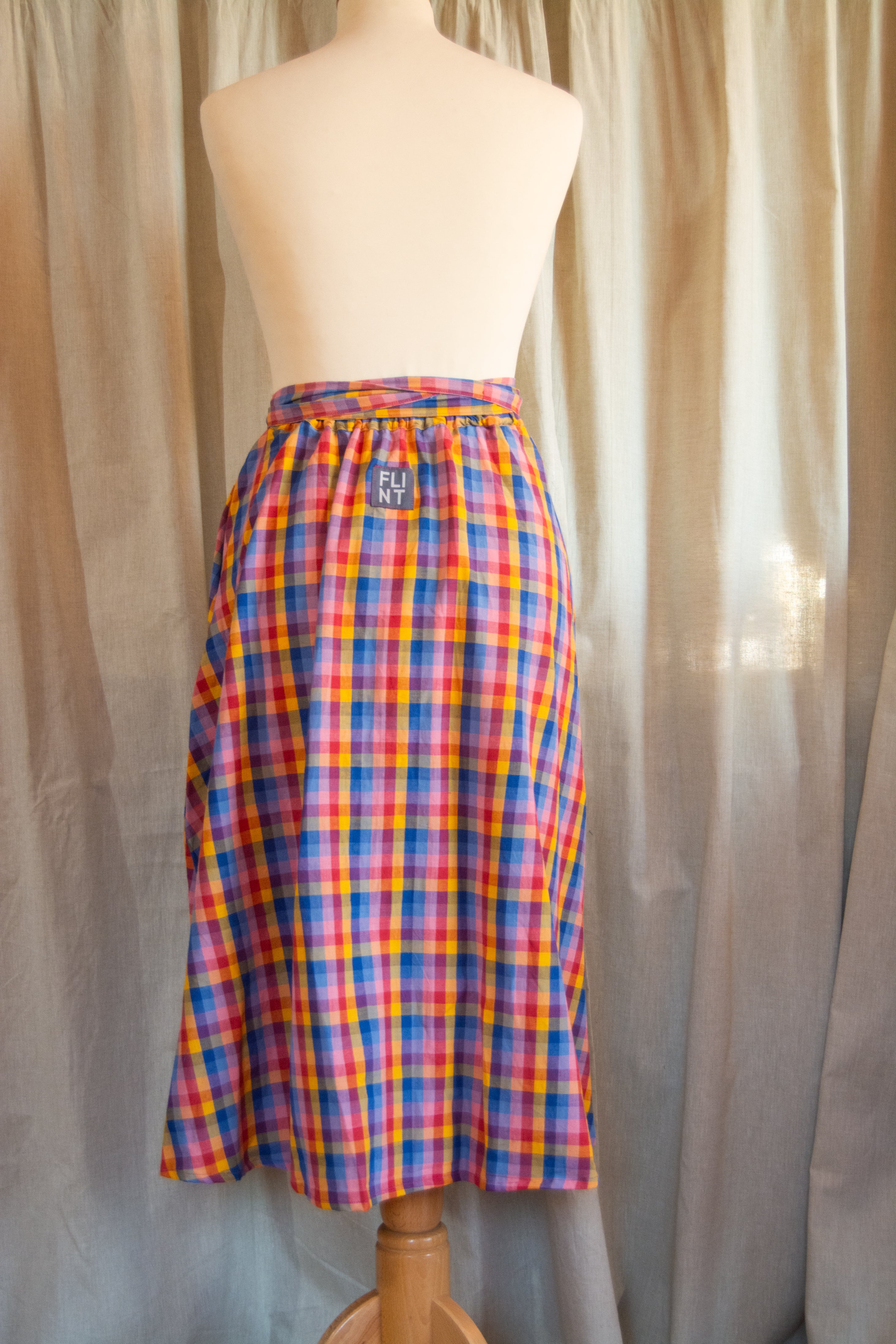 The Wrap Skirt - Rainbow check cotton - XS - House of Flint