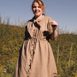 The Shirt Dress in Sand linen