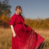 The Shirt Dress in Red linen