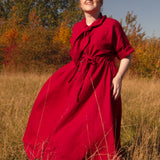 The Shirt Dress in Red linen