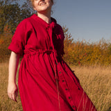 The Shirt Dress in Red linen