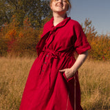 The Shirt Dress in Red linen