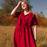 The Shirt Dress in Red linen