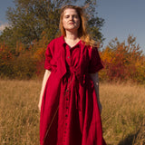 The Shirt Dress in Red linen