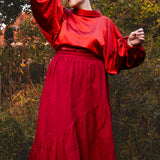 The Solstice Shirt in Red Satin