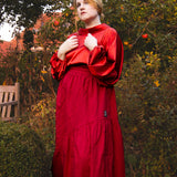 The Solstice Shirt in Red Satin