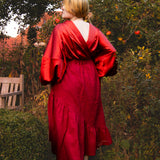 The Solstice Shirt in Red Satin