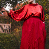 The Solstice Shirt in Red Satin