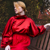 The Solstice Shirt in Red Satin