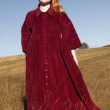 The Hybrid Dress in wine red corduroy