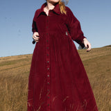 The Hybrid Dress in wine red corduroy