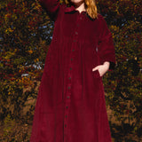 The Hybrid Dress in wine red corduroy