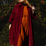 The Hybrid Dress in wine red corduroy