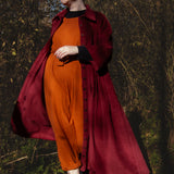 The Hybrid Dress in wine red corduroy