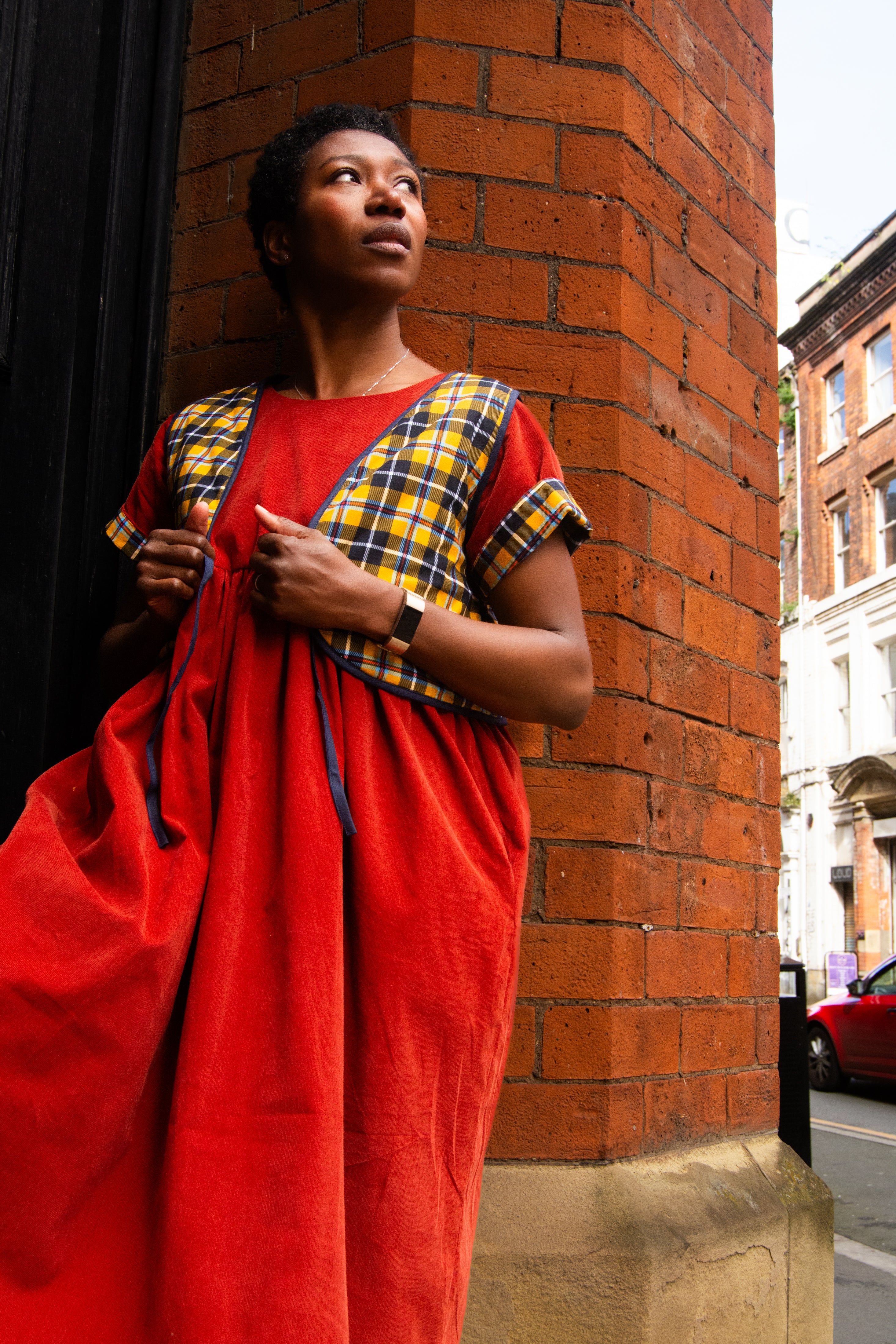 The Waistcoat - Navy quilted and Yellow check - S - House of Flint