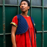 The Waistcoat - Navy quilted and Yellow check - S - House of Flint