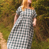 The Doddle Dress in Sea Green Double Gingham