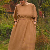 The Joan Dress in Burgundy/Chartreuse Gingham