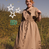 The Shirt Dress in Sand linen