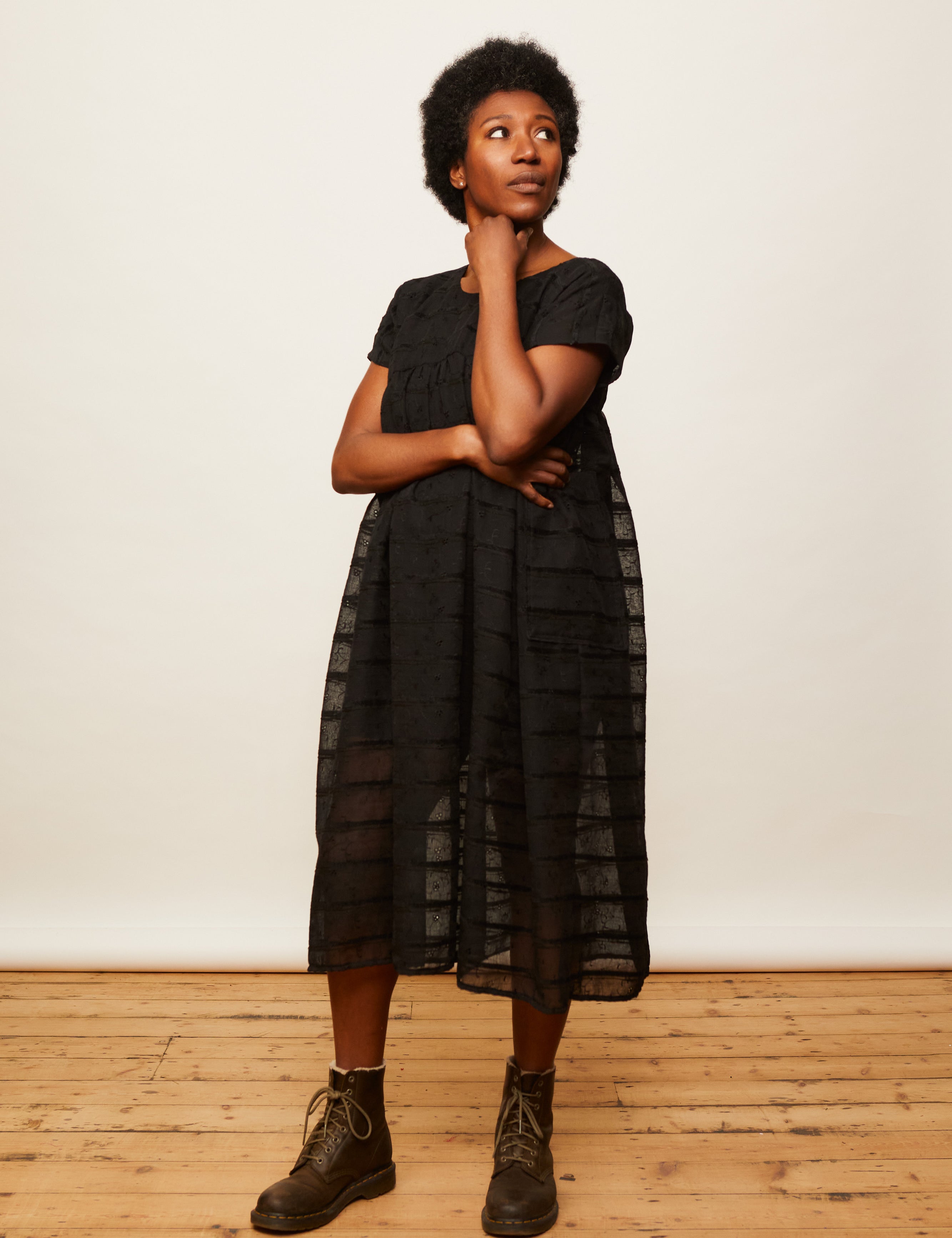 The Swing Dress - Deadstock Black Sheer - S - House of Flint