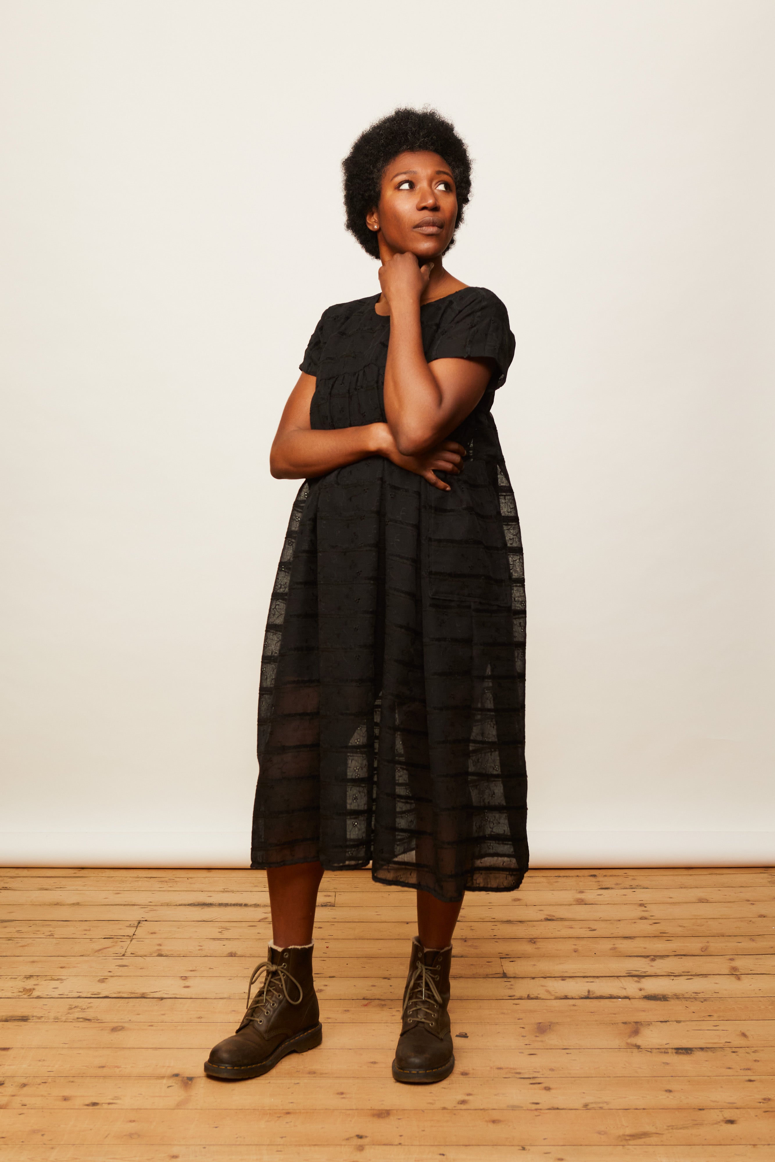 The Swing Dress - Deadstock Black Sheer - S - House of Flint