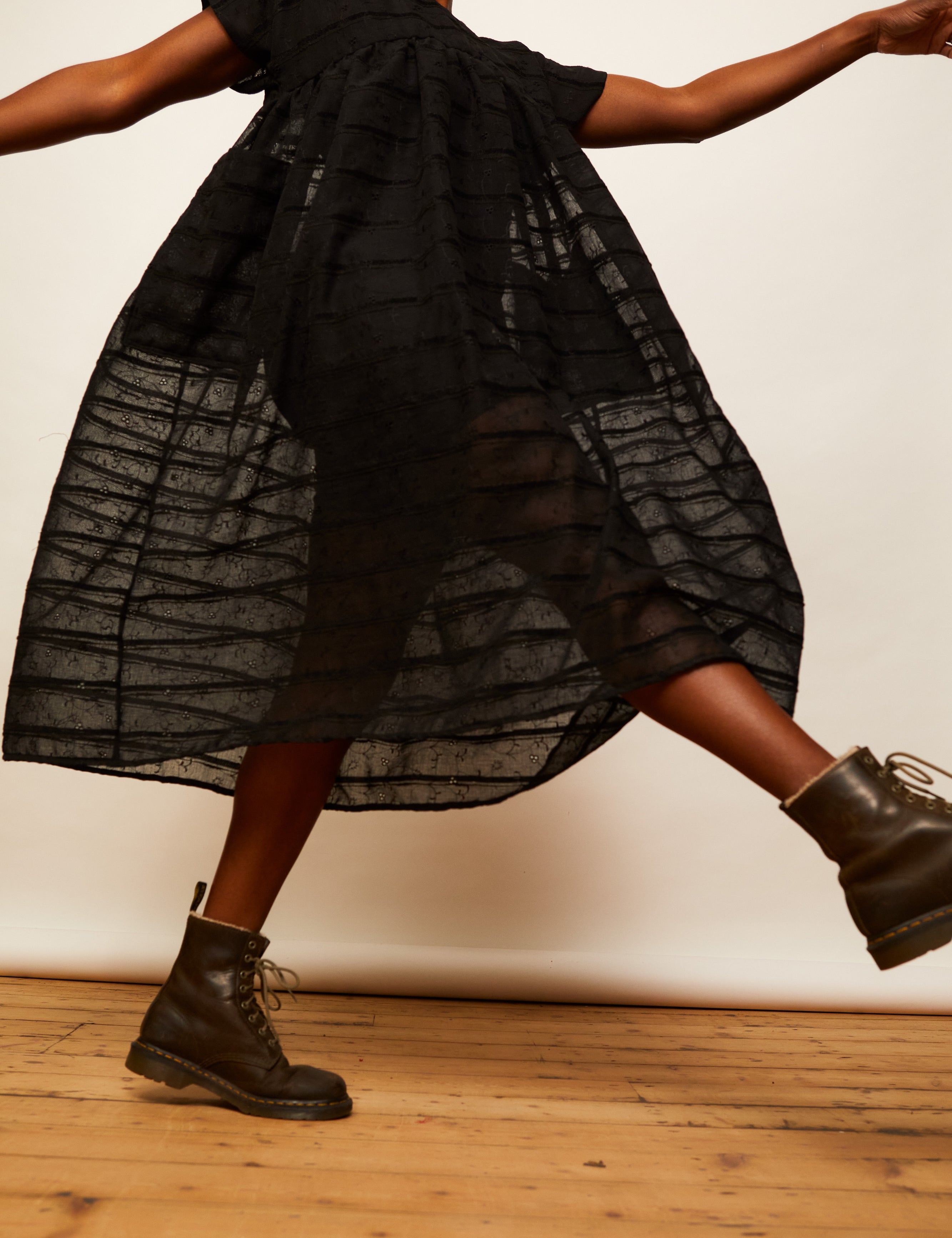 The Swing Dress - Deadstock Black Sheer - S - House of Flint