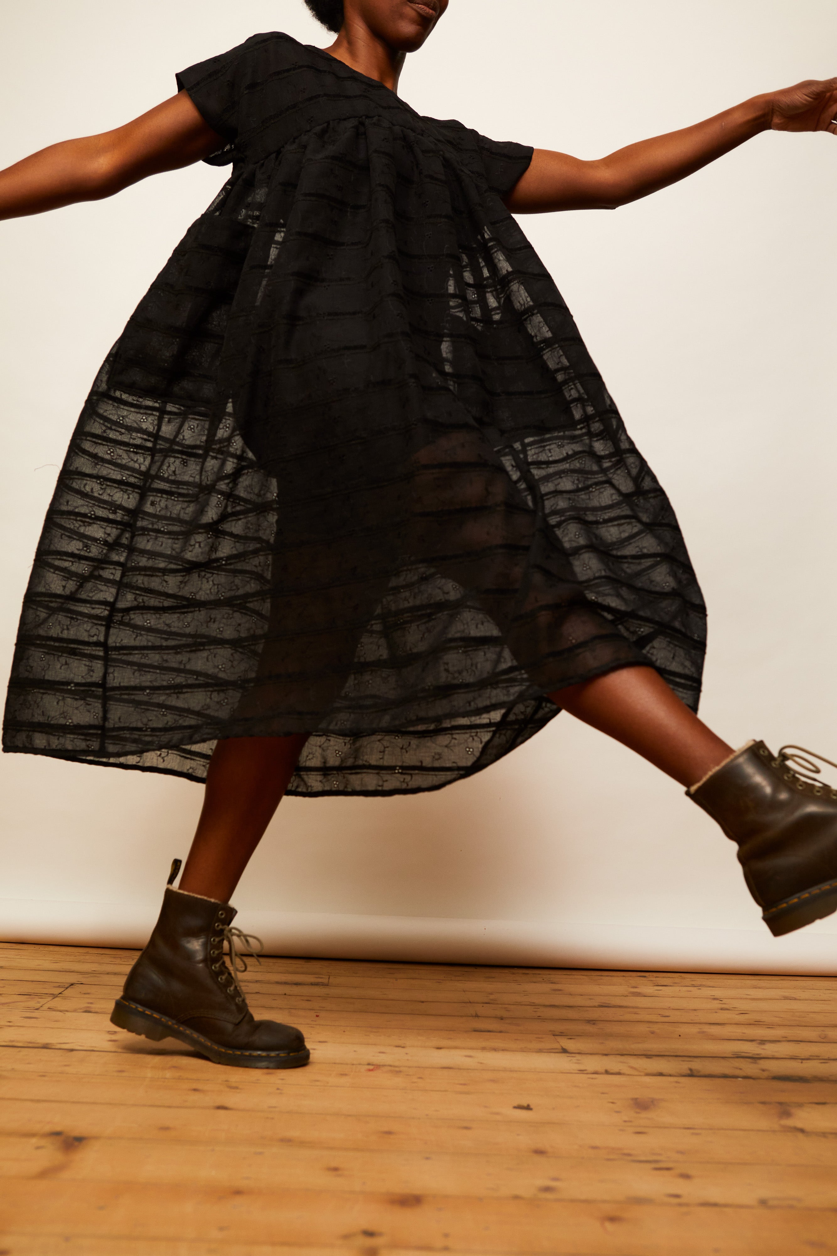 The Swing Dress - Deadstock Black Sheer - S - House of Flint