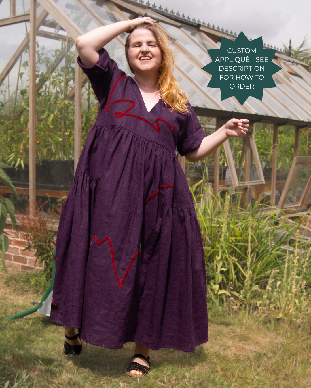 The Double Take Dress in Aubergine linen - House of Flint