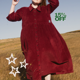 The Hybrid Dress in wine red corduroy