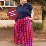The Margo Trousers in Pink + Red Check - pre-order