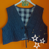 The Waistcoat - Denim and Navy gingham - M