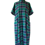 The Reversible Dress - Green tartan cotton flannel