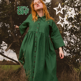 The Hybrid Dress in soft green linen