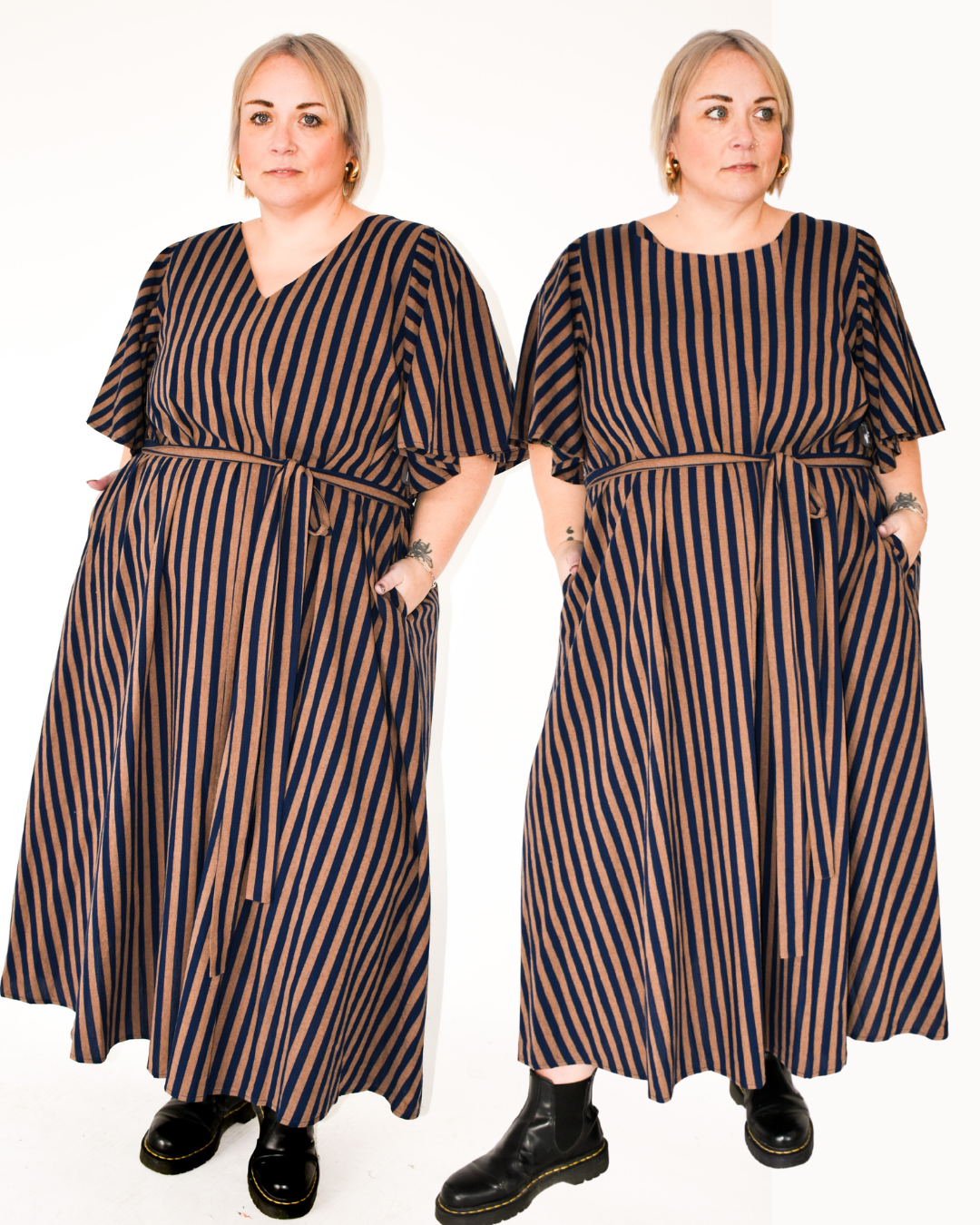 The Joan Dress in Navy Stripe - House of Flint