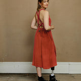The Cross-Back Dress - Red satin - S - House of Flint