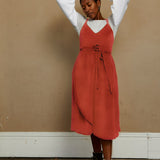 The Cross-Back Dress - Red satin - S - House of Flint