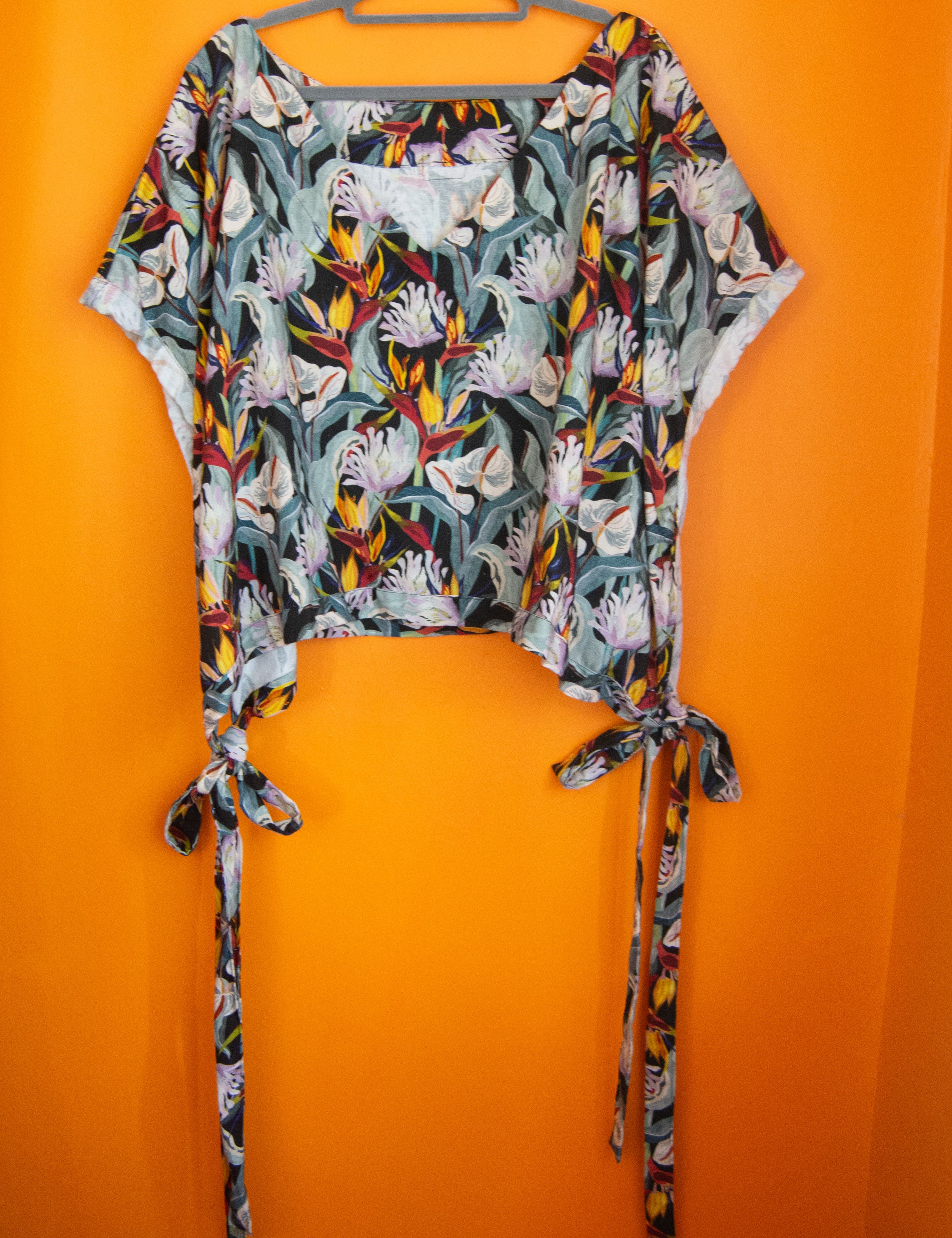 The Tie Shirt - Flower print linen/rayon - 4XL - House of Flint