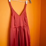 The Cross-Back Dress - Red satin - S - House of Flint