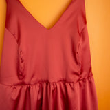The Cross-Back Dress - Red satin - S - House of Flint