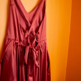 The Cross-Back Dress - Red satin - S - House of Flint