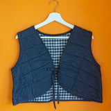 The Waistcoat - Denim and Navy gingham - XS