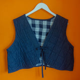The Waistcoat - Denim and Navy gingham - M