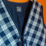 The Waistcoat - Denim and Navy gingham - M