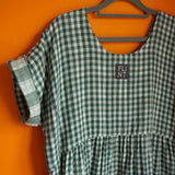 The Doddle Dress in Sea Green Double Gingham