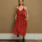 The Cross-Back Dress - Red satin - S - House of Flint