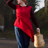 The Fold Top in Red Linen