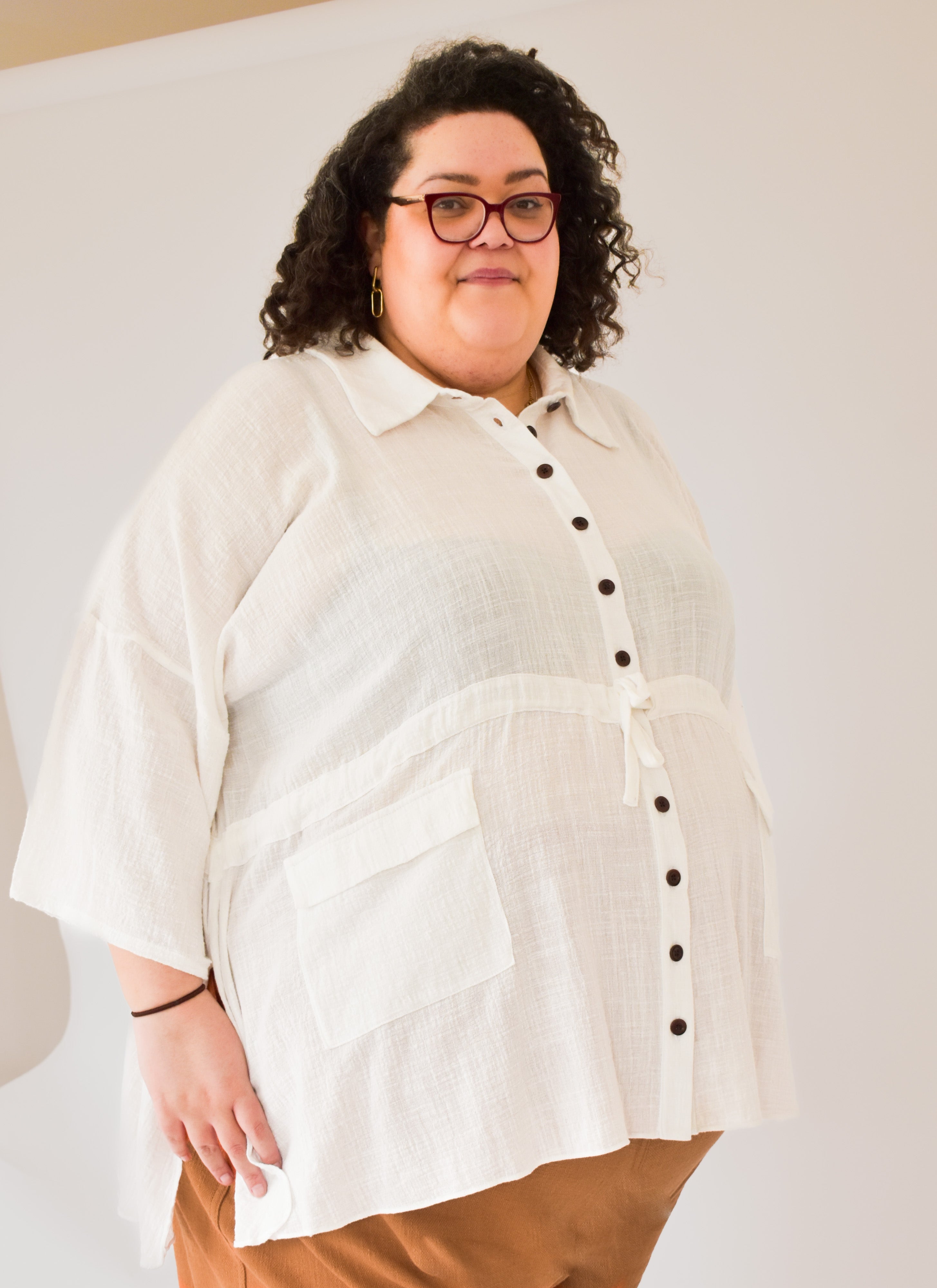 The Good Life Shirt in White Cotton - ships early April - House of Flint
